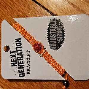 ONE Orange Bling Paracord Braided Bracelet, Adjustable, NWT!